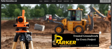 Parker Excavation LLC website homepage screenshot