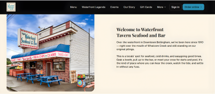 Waterfront Tavern Seafood Bar website homepage screenshot